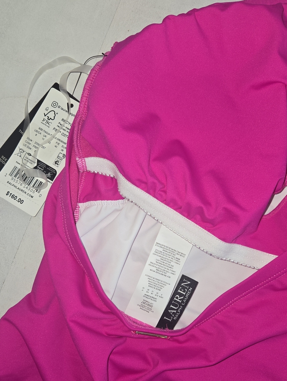 LAUREN Ralph Lauren Vibrant Fuchsia Pink Halter One-Piece Swimsuit NWT - Picture 4 of 6